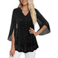 Women's Sparkly Split Flare Sleeve Top