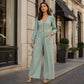 Women's V Neck Long Sleeve Jumpsuit