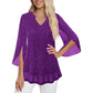 Women's Sparkly Split Flare Sleeve Top