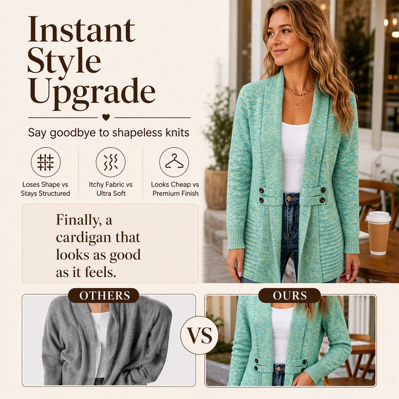 Women's Casual Double-Breasted Knit Cardigan