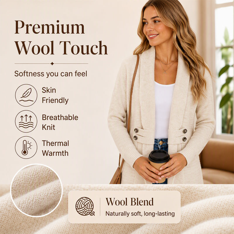Women's Casual Double-Breasted Knit Cardigan