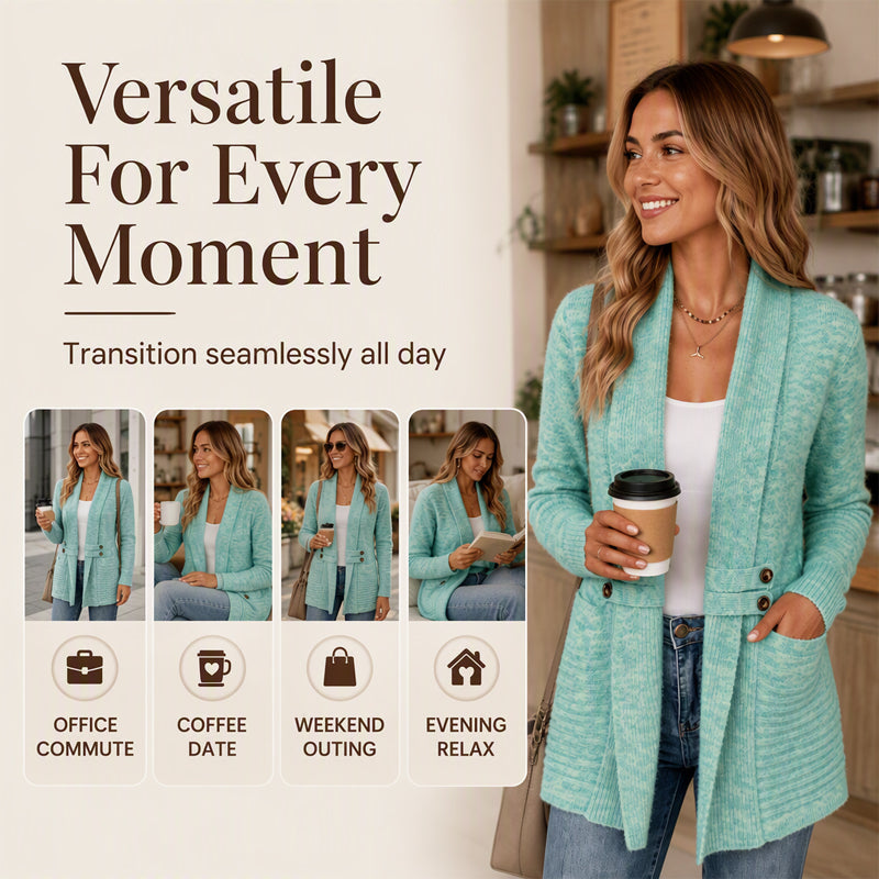 Women's Casual Double-Breasted Knit Cardigan