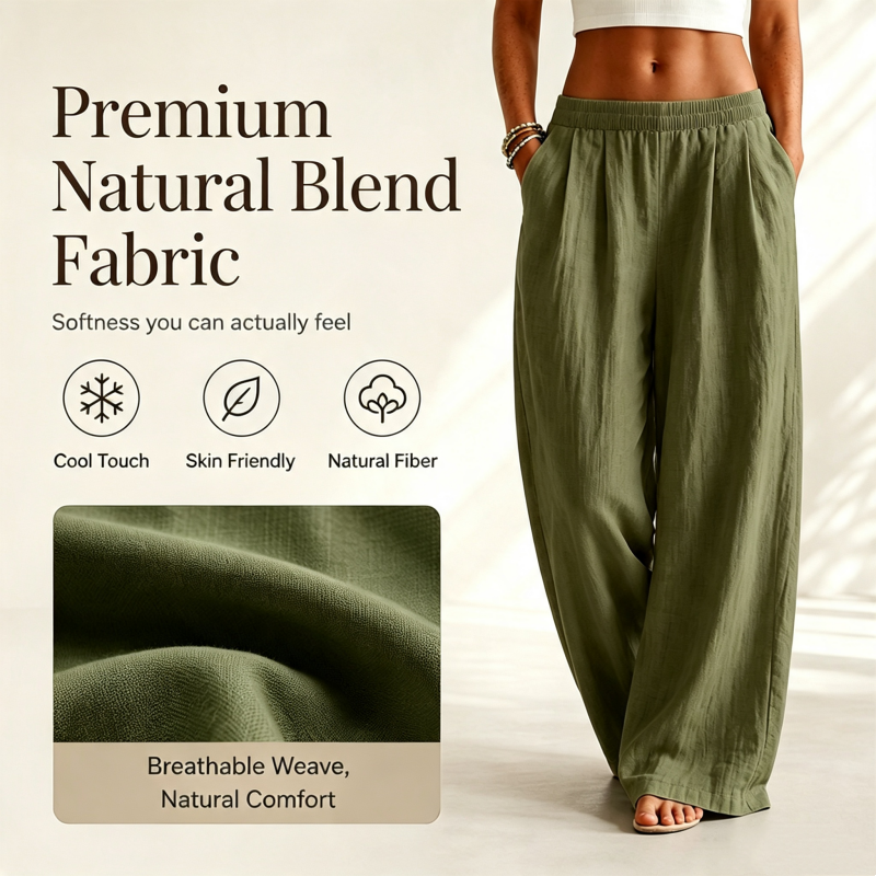 🌸Hot Sale 50% OFF👖 Women's Elastic Waist Wide-Leg Pants – Flattering Relaxed Fit For Everyday Comfort & Style 🤍