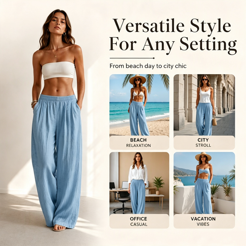 🌸Hot Sale 50% OFF👖 Women's Elastic Waist Wide-Leg Pants – Flattering Relaxed Fit For Everyday Comfort & Style 🤍