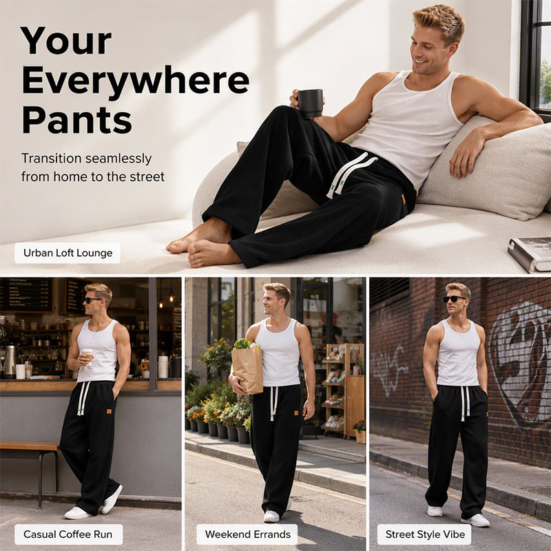 👖💨 Men's Casual Wide Leg Sweatpants-Soft Fabric,Relaxed Fit, Adjustable Waist