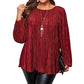 Women's Plus Size Pleated Long Sleeve Top