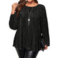 Women's Plus Size Pleated Long Sleeve Top