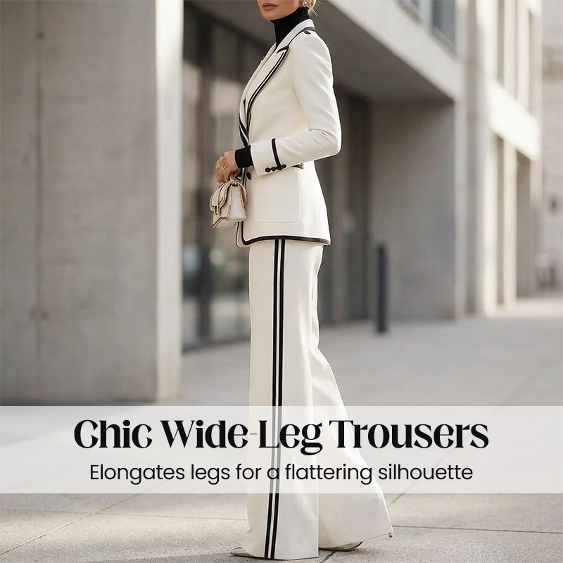 ✨New Arrivals & Special Offers-Women's Contrast Trim Blazer and Pant Set