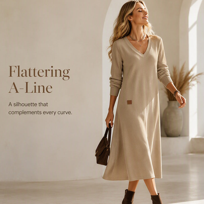 Flattering V-Neck Midi Dress