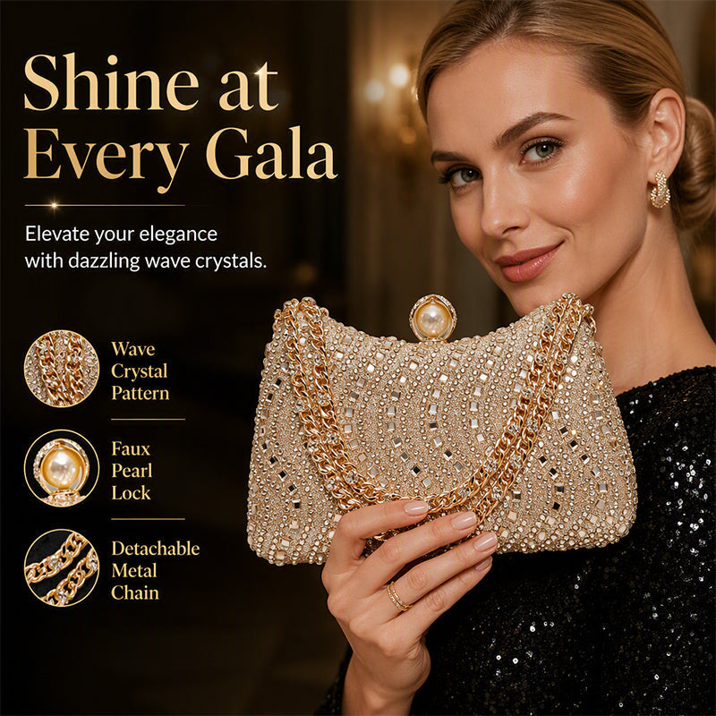 👛🤍 2026 Sale — Over 31,500 Sold! 💍Elegant Pearl Clasp Evening Clutch Bag – Rhinestone & 3-in-1 Luxury