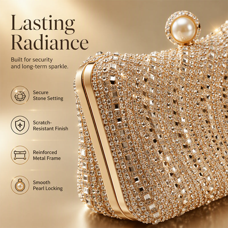 👛🤍 2026 Sale — Over 31,500 Sold! 💍Elegant Pearl Clasp Evening Clutch Bag – Rhinestone & 3-in-1 Luxury