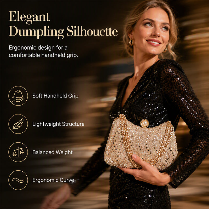 👛🤍 2026 Sale — Over 31,500 Sold! 💍Elegant Pearl Clasp Evening Clutch Bag – Rhinestone & 3-in-1 Luxury