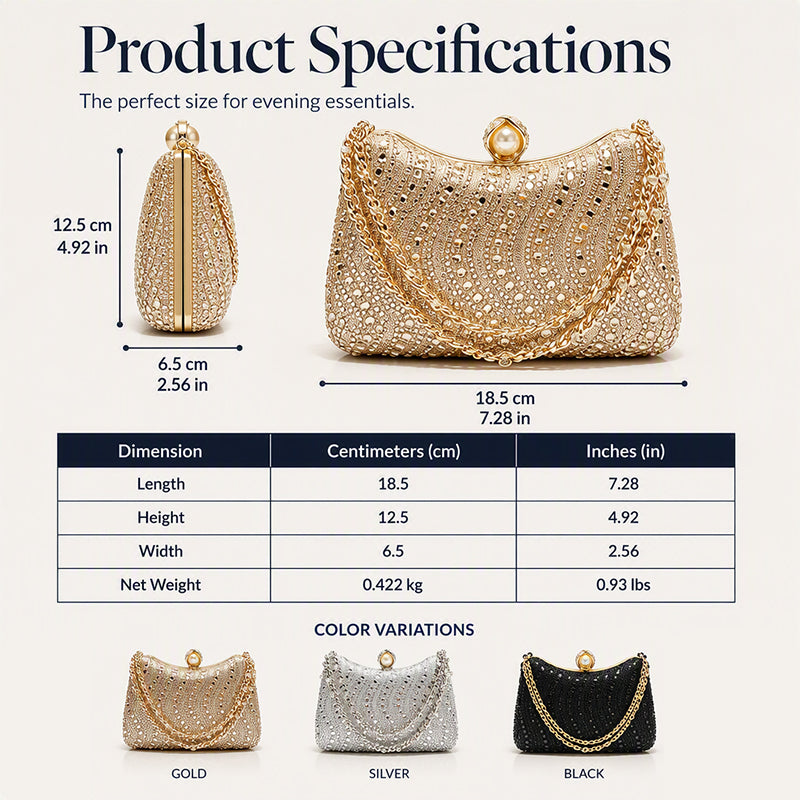 👛🤍 2026 Sale — Over 31,500 Sold! 💍Elegant Pearl Clasp Evening Clutch Bag – Rhinestone & 3-in-1 Luxury