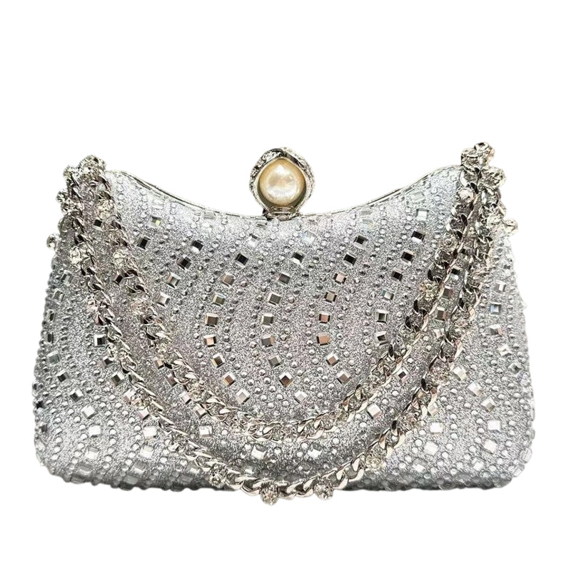 👛🤍 2026 Sale — Over 31,500 Sold! 💍Elegant Pearl Clasp Evening Clutch Bag – Rhinestone & 3-in-1 Luxury
