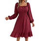 Women's Square Neck Smocked A-Line Dress