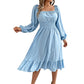 Women's Square Neck Smocked A-Line Dress