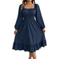 Women's Square Neck Smocked A-Line Dress