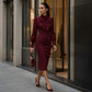 Women's Elegant Bow Tie Neck Pencil Dress