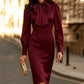 Women's Elegant Bow Tie Neck Pencil Dress