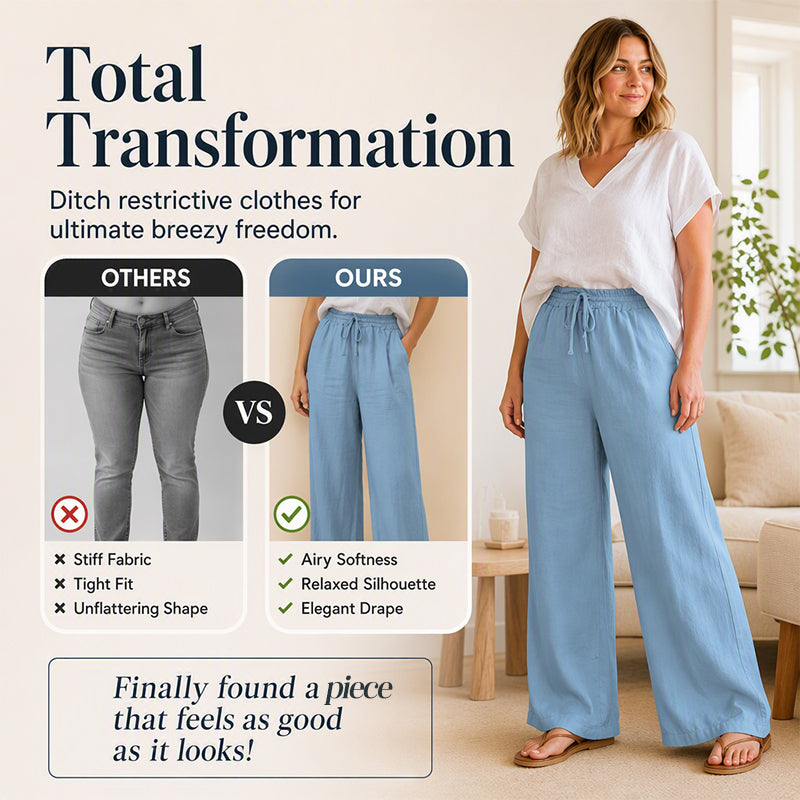Women's Casual Drawstring Wide-Leg Pants