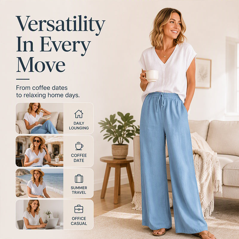 Women's Casual Drawstring Wide-Leg Pants