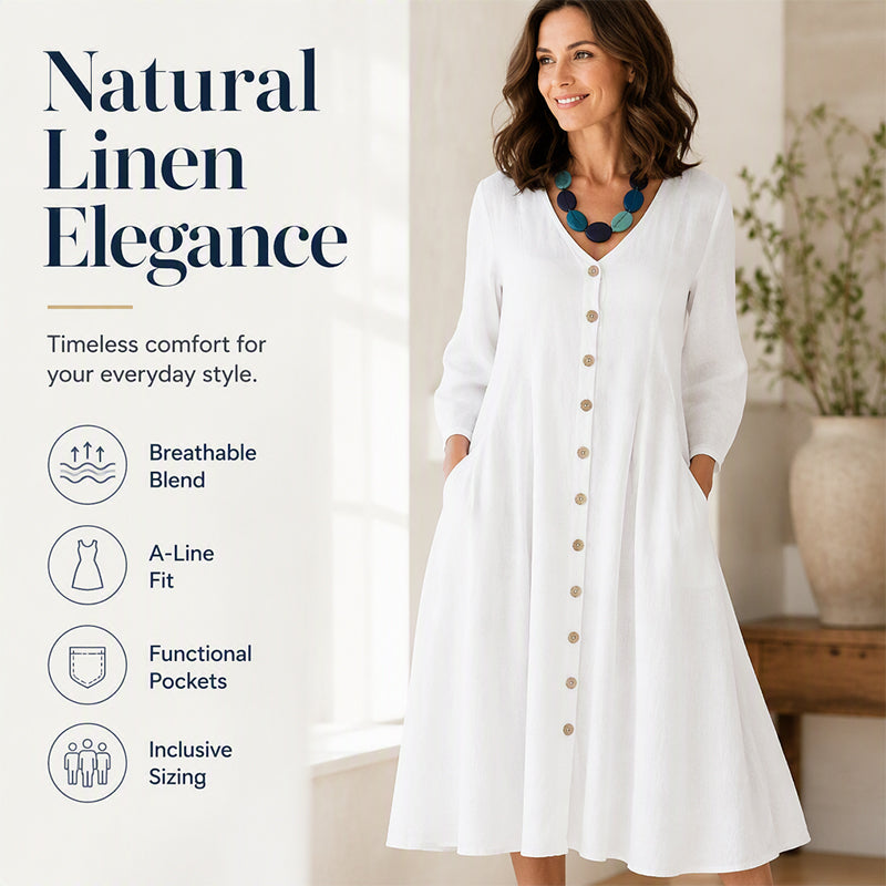 Women’s Casual V-Neck Dress with Pockets