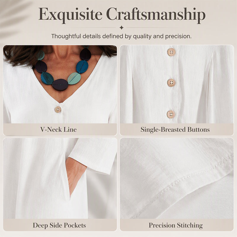 Women’s Casual V-Neck Dress with Pockets