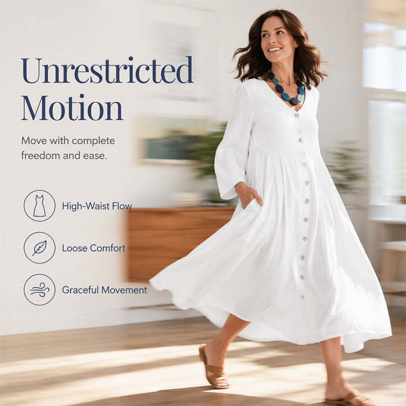 Women’s Casual V-Neck Dress with Pockets