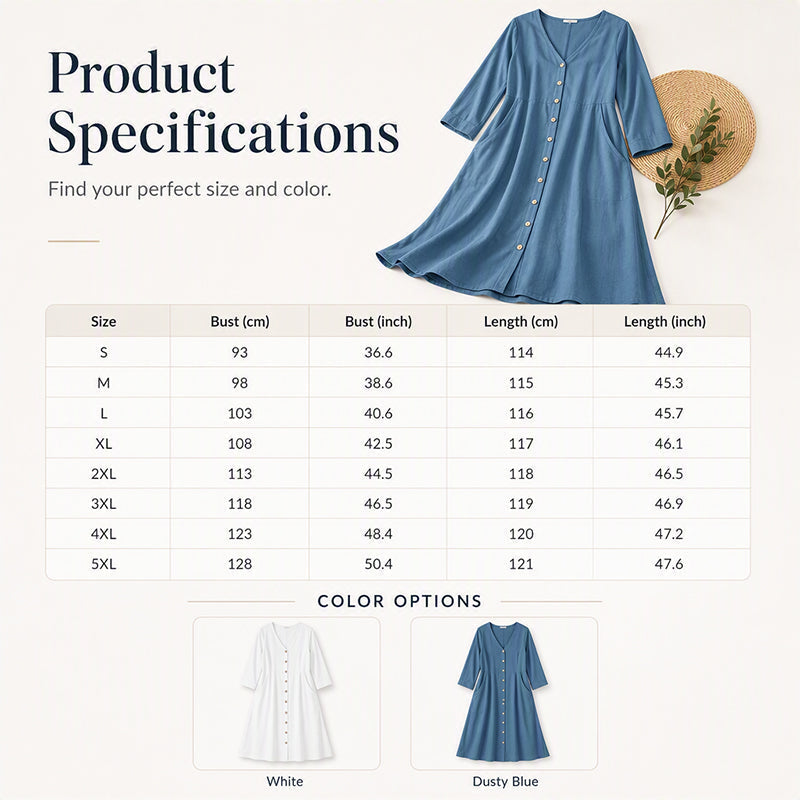 Women’s Casual V-Neck Dress with Pockets
