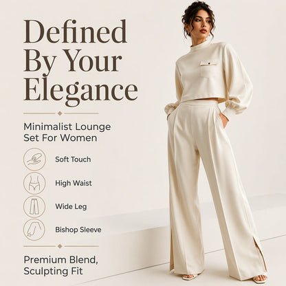 ⌛Limited-Time Offer-Women's Casual Cropped Top & Wide Leg Pants Set