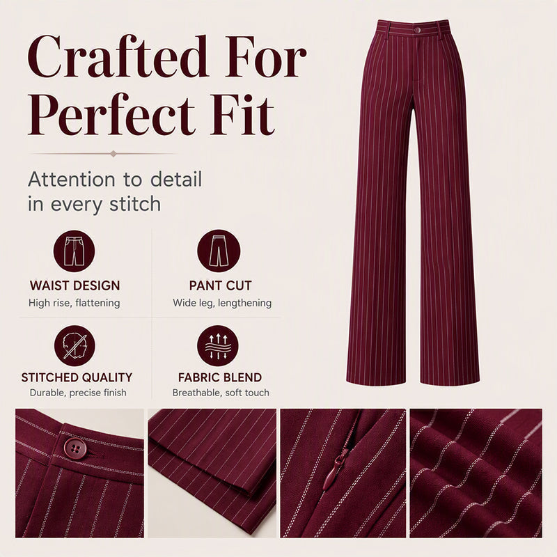Women's High-Waisted Striped Wide-Leg Pants