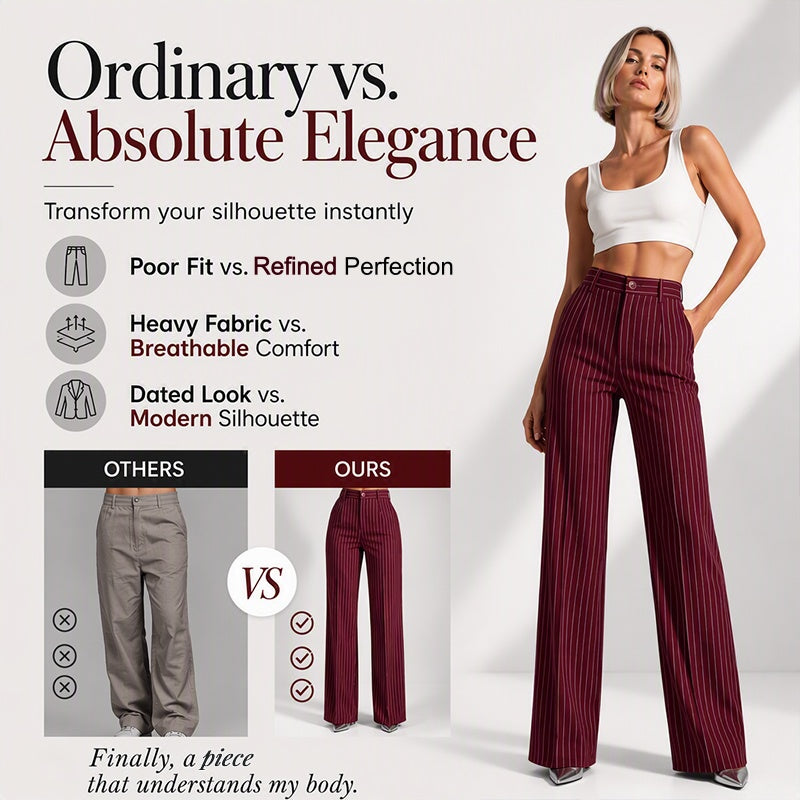 Women's High-Waisted Striped Wide-Leg Pants