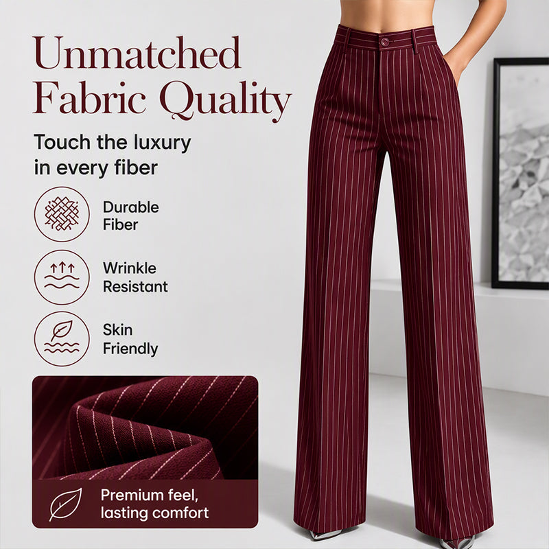 Women's High-Waisted Striped Wide-Leg Pants