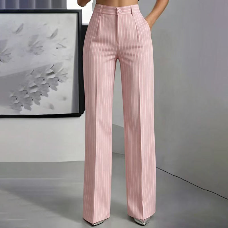 Women's High-Waisted Striped Wide-Leg Pants