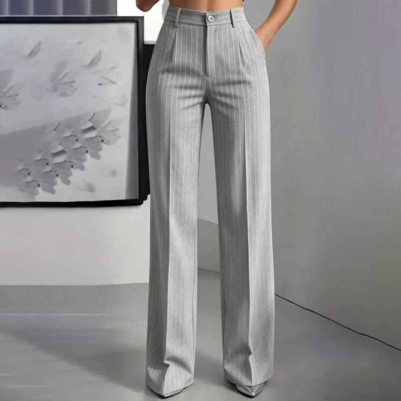 Women's High-Waisted Striped Wide-Leg Pants