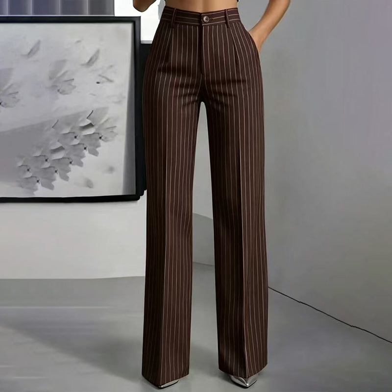 Women's High-Waisted Striped Wide-Leg Pants