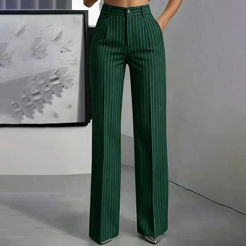 Women's High-Waisted Striped Wide-Leg Pants