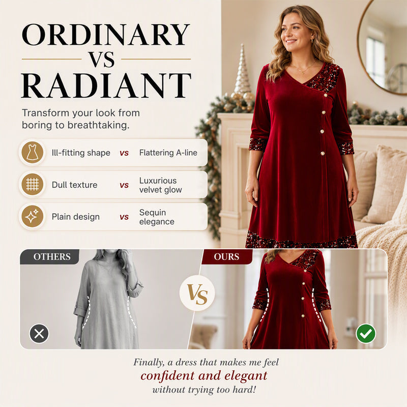 Women's Elegant Sequin V-Neck Dress