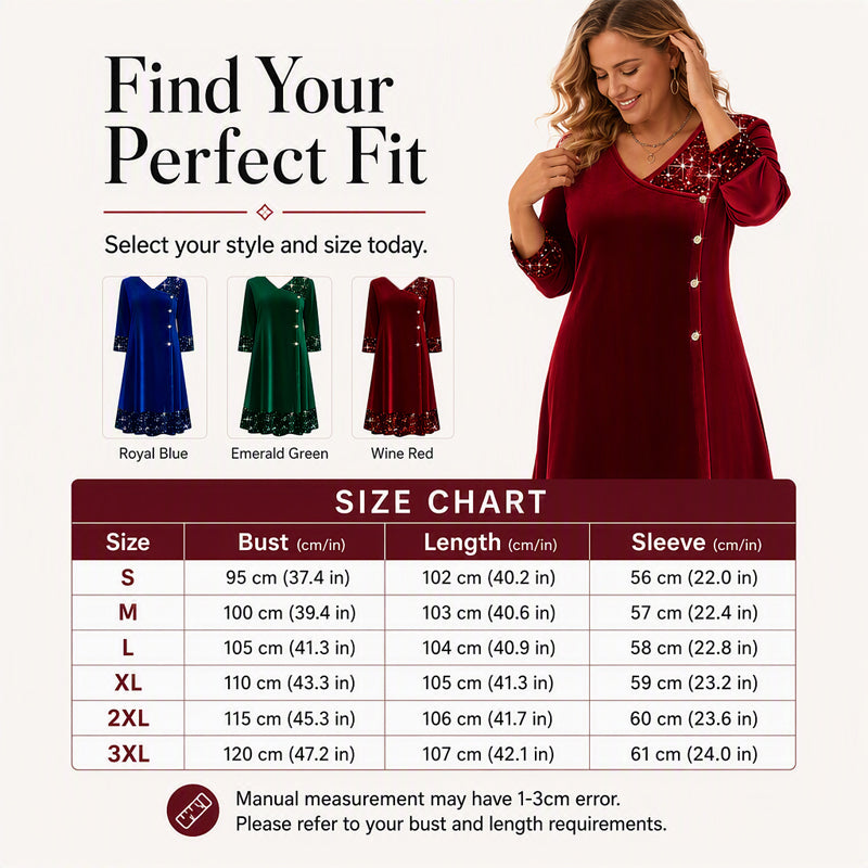 Women's Elegant Sequin V-Neck Dress