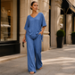 🌸Hot Sale 50% OFF💖Women’s Casual V-Neck Top & Wide-Leg Pants Set