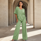 🌸Hot Sale 50% OFF💖Women’s Casual V-Neck Top & Wide-Leg Pants Set