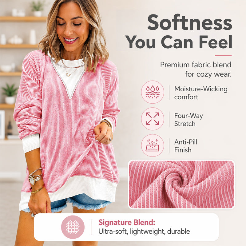 Women's Casual Color Block Crewneck Top