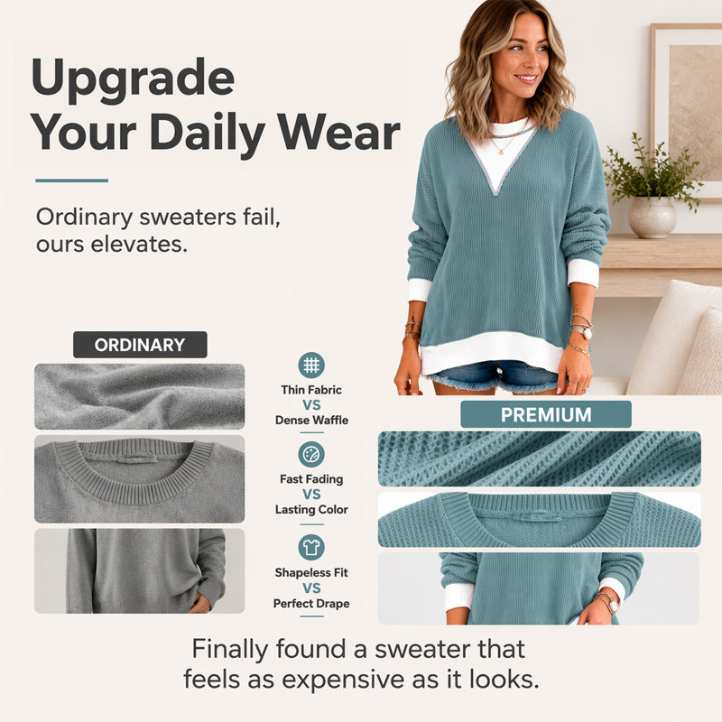 Women's Casual Color Block Crewneck Top