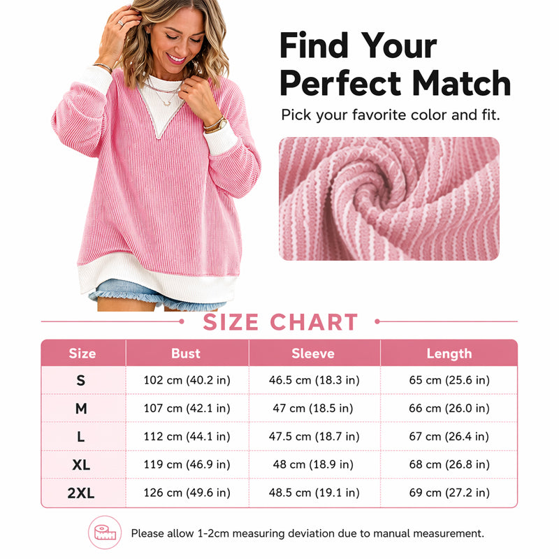 Women's Casual Color Block Crewneck Top