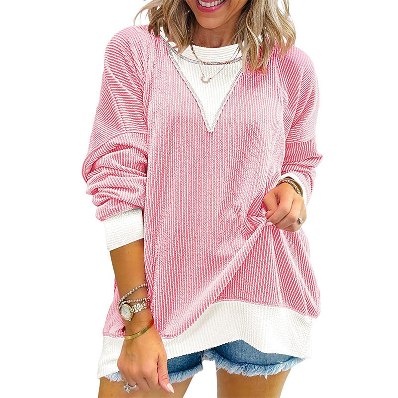 Women's Casual Color Block Crewneck Top