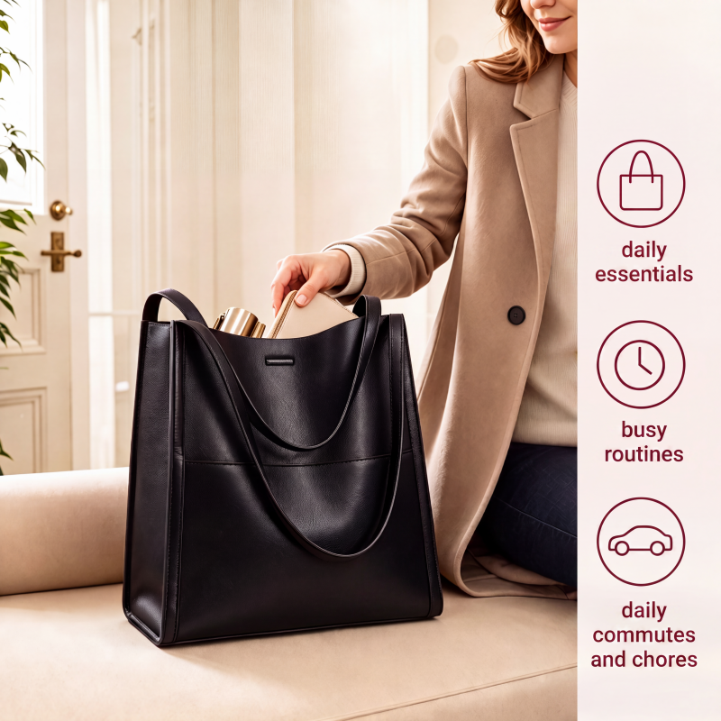 Versatile PU leather handbag and crossbody bag