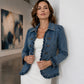 Women's Double Breasted Ruffle Denim Jacket