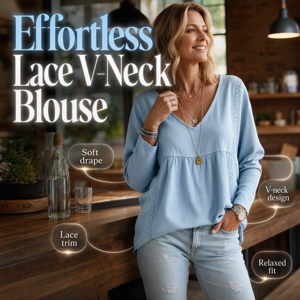 Women's Casual V-Neck Long Sleeve Blouse