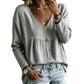 Women's Casual V-Neck Long Sleeve Blouse