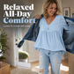 Women's Casual V-Neck Long Sleeve Blouse